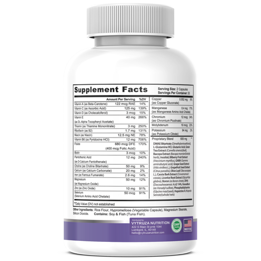 VYTRUZA Nutrition Cognitive Support Capsules, Memory & Forcus Support Formula for Men and Women, Premium Ingredients, 60 Capsules