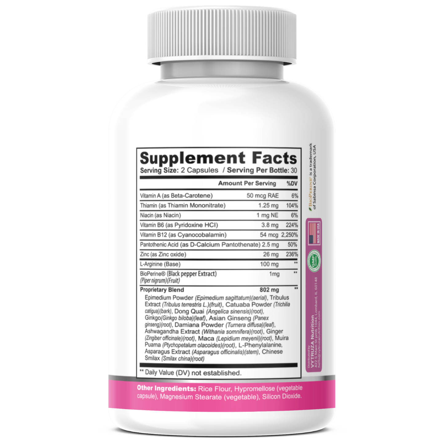 VYTRUZA Nutrition Female Enhancement Capsules, Wellness Formula for Women, Premium Ingredients, Libido Booster Support Supplement for Women, 60 Capsules
