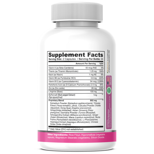 VYTRUZA Nutrition Female Enhancement Capsules, Wellness Formula for Women, Premium Ingredients, Libido Booster Support Supplement for Women, 60 Capsules