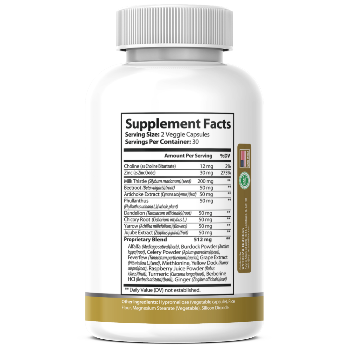 VYTRUZA Nutrition Liver Support Capsules, Liver Cleanse & Detox Formula*, Premium Ingredients, Supports Fat Metabolism*, 60 Capsules