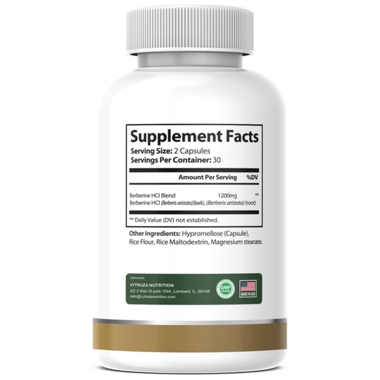 VYTRUZA Nutrition Berberine Capsules, Metabolic Health Support Formula*, Premium Ingredients, 60 Capsules